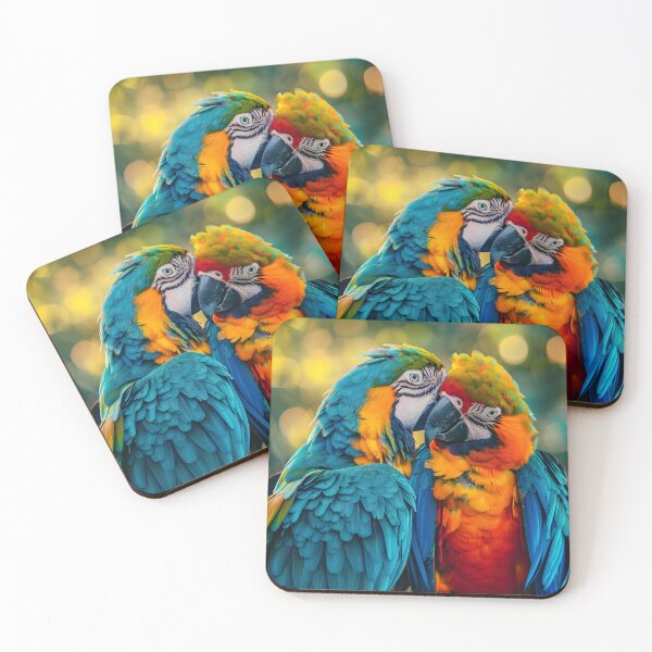 Item preview, Pair of Macaw Parrots Cudling Lovebirds Portrait designed and sold by TJprint.
