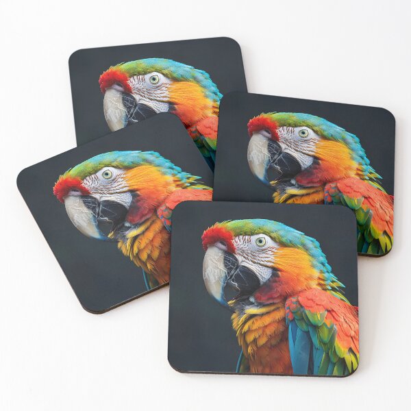Item preview, Colorful Macaw Close Up Portrait Vivid Feather Details designed and sold by TJprint.