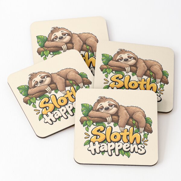 Item preview, Sloth Happens – Funny Lazy Sloth on a Branch designed and sold by Searching ideas.
