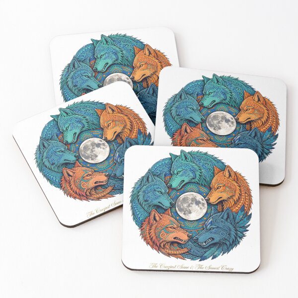 Item preview, Colorful Tribal Wolf Pack Circle - The Crescent Sons Full Moon Art designed and sold by Ahmadhamroush.