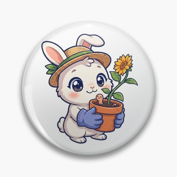 Item preview, Kawaii Bunny Gardener Potted Sunflower Cute Plant Lover designed and sold by mood-draftsman.