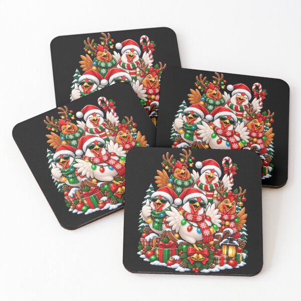 Item preview, Festive Chickens Celebrating Christmas Cheer designed and sold by rafaeltto.
