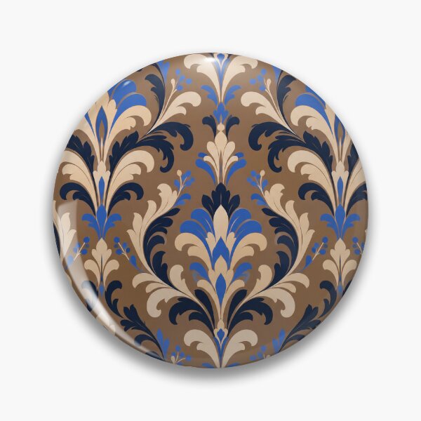 Item preview, Royal Blue Baroque Floral Damask on Warm Brown designed and sold by KokoDeez.