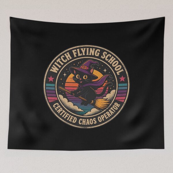 Item preview, Witch Flying School Operator Cat Art designed and sold by OlyvieArt.