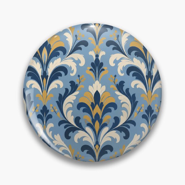 Item preview, Royal Blue and Gold Baroque Floral Damask Pattern designed and sold by KokoDeez.
