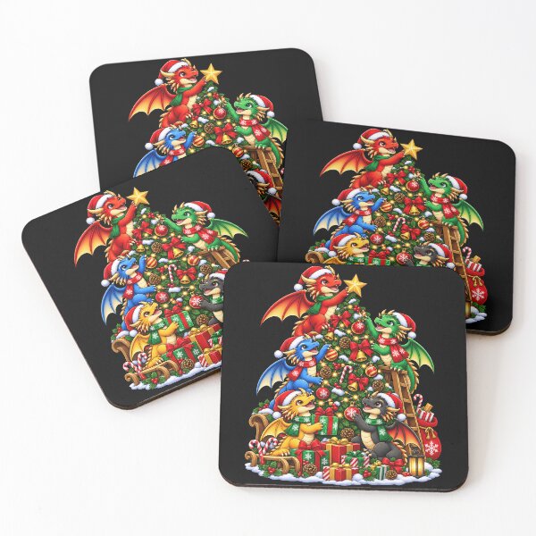 Item preview, Festive Dragons Decorating a Christmas Tree designed and sold by rafaeltto.
