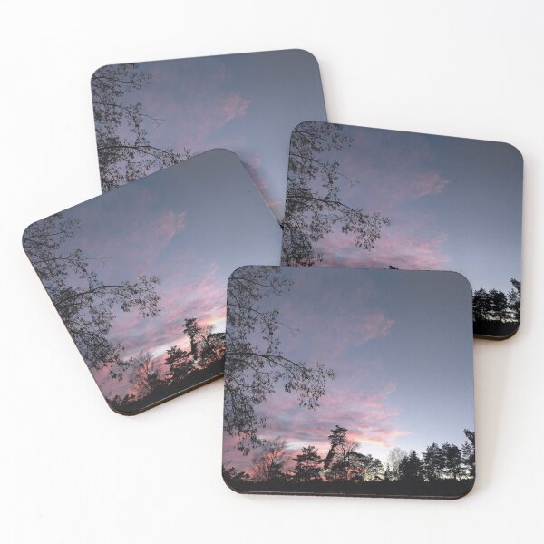 Item preview, Pink Sunset Over Silhouette Forest Trees designed and sold by Sky-99.