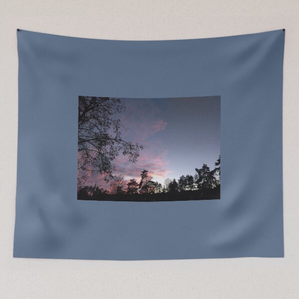 Item preview, Pink Sunset Over Silhouette Forest Trees designed and sold by Sky-99.