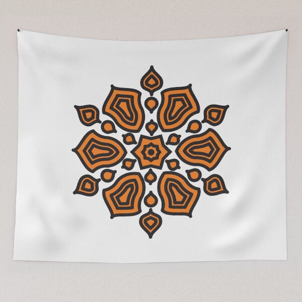 Item preview, Vibrant Islamic Geometric Floral Mandala Art-Orange designed and sold by GrafecShop.