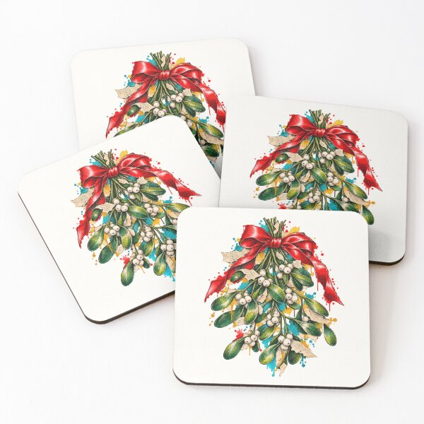 Item preview, Festive mistletoe gleams amidst black pencil and cutouts designed and sold by Honu2025.