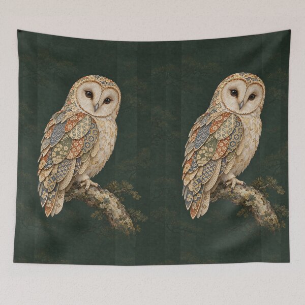 Item preview, Woodland Owl with Japanese Wagara Feathers designed and sold by JapaneseWagaraStudio.