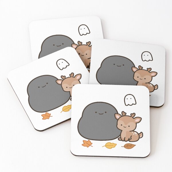 Item preview, Cute Black Cat Ghost Fawn Fall Kawaii Sticker designed and sold by xiaoxiaochibi.
