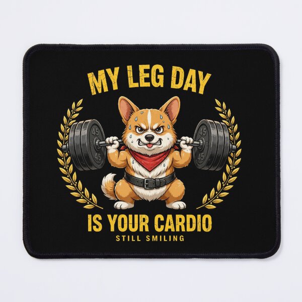 Item preview, My Leg Day Is Your Cardio Funny Corgi Gym Shirt - Corgi Squat Deadlift designed and sold by StrongEveryDayStore.