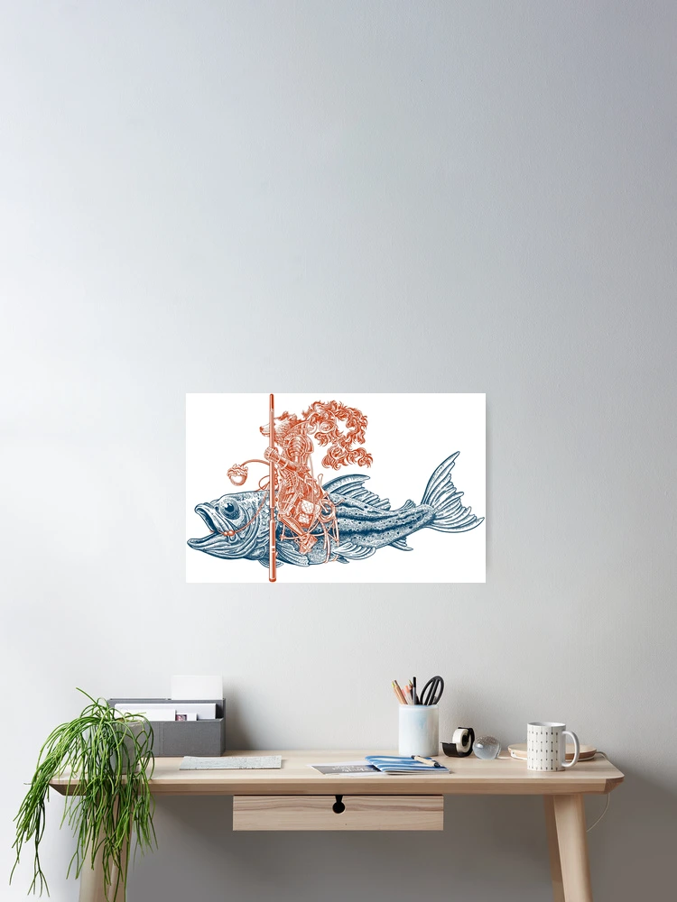 Thumbnail 2 of 3, Poster, Knight Riding Fish designed and sold by sweeneypen.