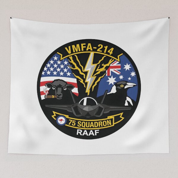 Item preview, VMFA-214 and 75 Squadron RAAF Joint Military Patch designed and sold by CharlieDesings.