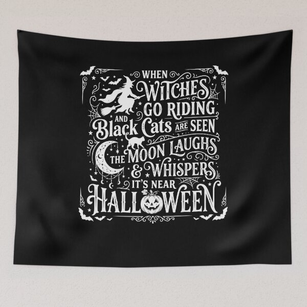 Item preview, Halloween Witch Cat Moon Spooky Quote designed and sold by OlyvieArt.