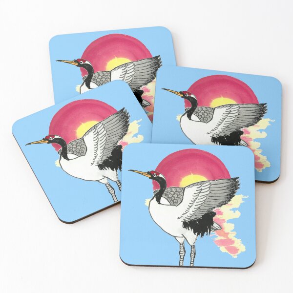 Item preview, Red-Crowned Crane at Sunrise | East Asian Brush Art designed and sold by HiddenJadeArtStudio.