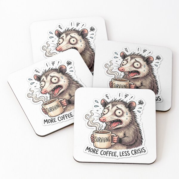 Item preview, Screaming Opossum Fueled By Coffee Anxious Chaotic Animal Sticker designed and sold by Thuzito.