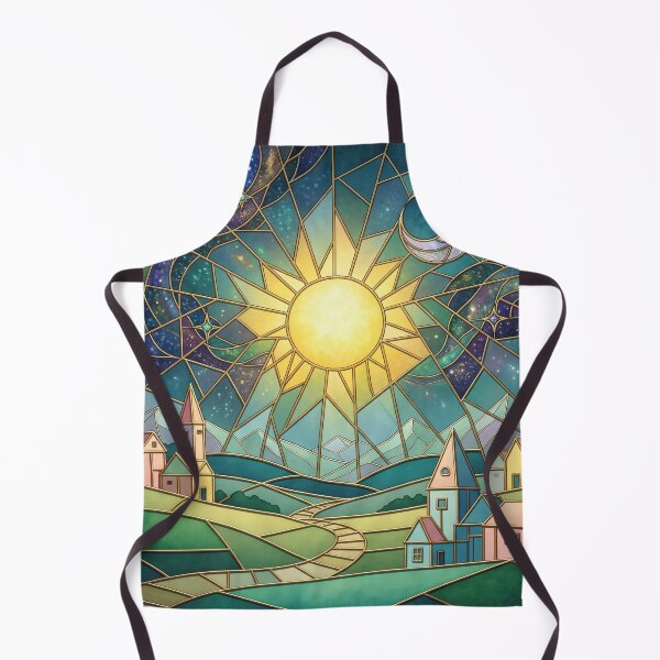 Item preview, Stained Glass Sun Moon Art Nouveau for Aesthetics designed and sold by AnnArtshock.