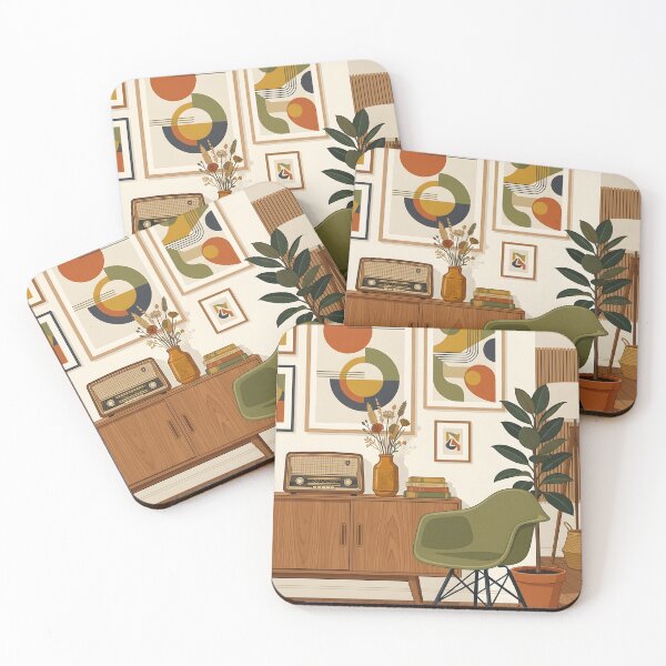 Item preview, Mid Century Modern Retro Radio Lounge - Aesthetic Bauhaus Print designed and sold by MissoStudio.