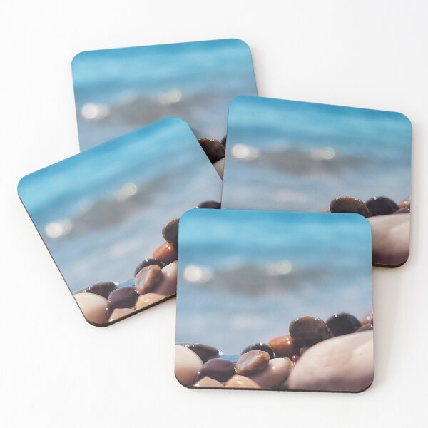 Item preview, Pebble Beach Macro Photography Canvas Print | Coastal Sea Stones Fine Art Poster | Tropical Horizon Ocean Bokeh Wall Art | Mediterranean Beach Decor designed and sold by SergioMiklos.