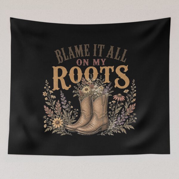 Item preview, Blame It All On My Roots - I'd Rather Be Line Dancing - Country Music Lover - Western Cowboy Hat Boots designed and sold by IdrisTalbot.