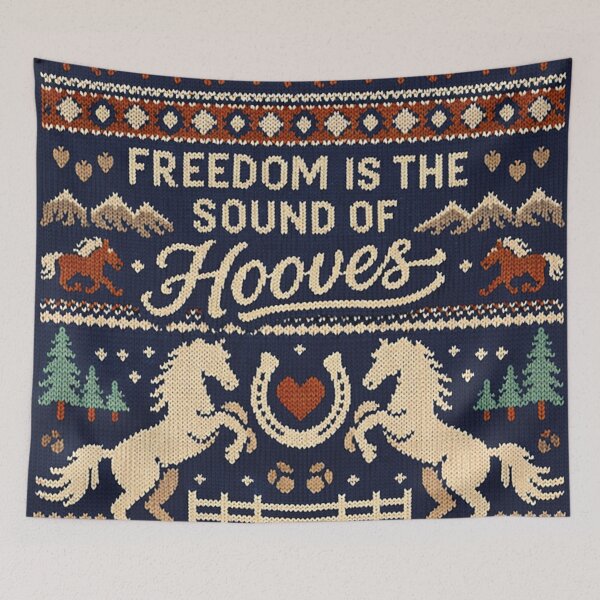 Item preview, Freedom Is The Sound Of Hooves, beautiful horse knitting pattern designed and sold by Mauswohn.