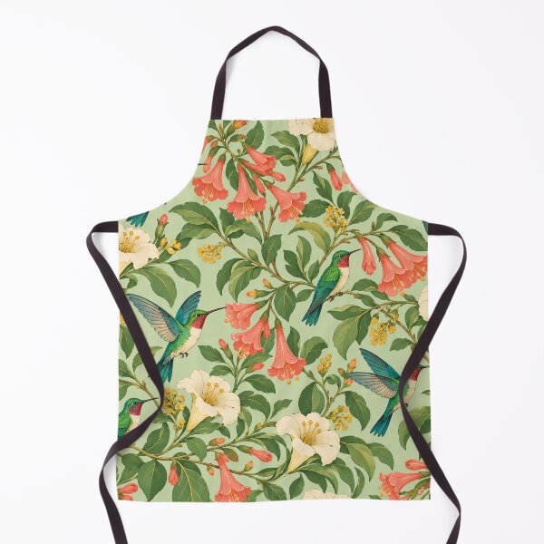 Item preview, Hummingbird Blossom Garden – Retro Bird and Trumpet Flower Pattern designed and sold by Paper-Pickle.