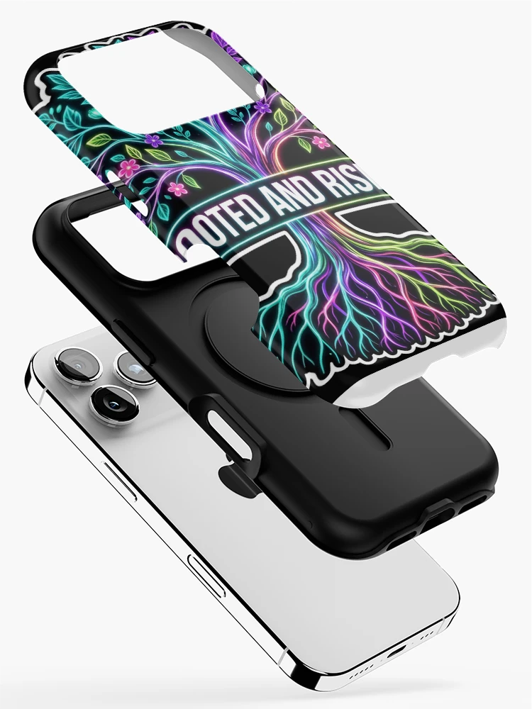 Thumbnail 2 of 4, iPhone Case, Rooted And Rising Neon Tree Sticker designed and sold by MojoHill.