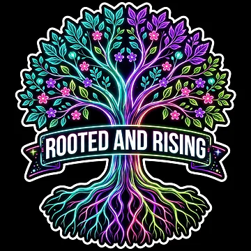 Artwork thumbnail, Rooted And Rising Neon Tree Sticker by MojoHill