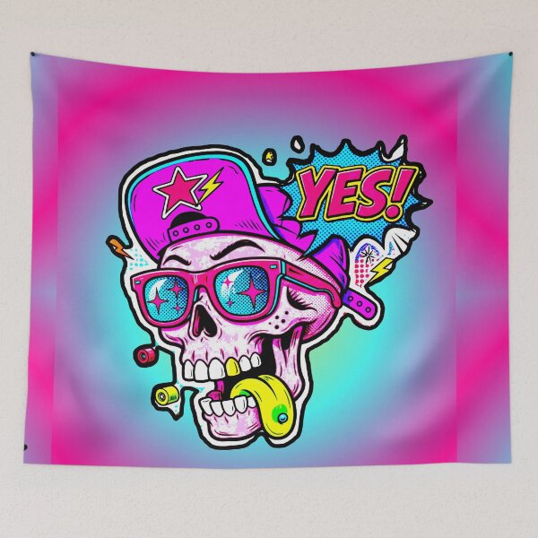 Item preview, Pink Skull Skater Sunglasses Green Tongue YES Pop Art Cool designed and sold by AstronautMerch.