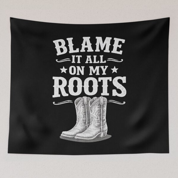 Item preview, Blame It All On My Roots - I'd Rather Be Line Dancing - Country Music Lover - Western Cowboy Hat Boots designed and sold by IdrisTalbot.