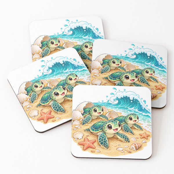 Item preview, Cute Baby Sea Turtles Hatching on the Beach designed and sold by FrozenPolarBear.