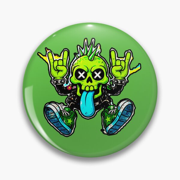 Item preview, Green Skull Punk Rock Blue Tongue Horns Rock Star Sneakers designed and sold by AstronautMerch.