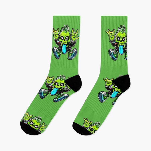 Item preview, Green Skull Punk Rock Blue Tongue Horns Rock Star Sneakers designed and sold by AstronautMerch.