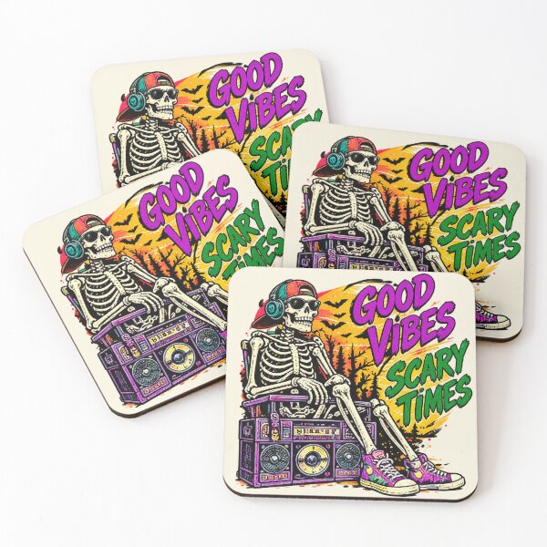 Item preview, Good Vibes Scary Times Retro Skeleton DJ Boombox designed and sold by lungpleecha.