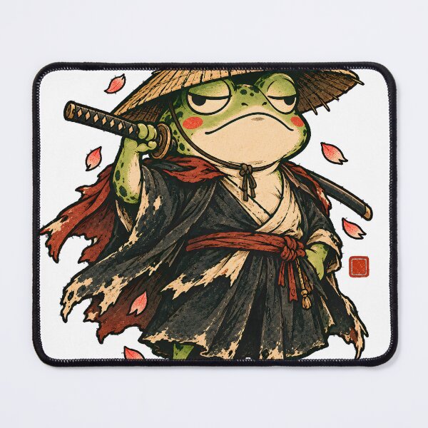 Item preview, Ronin Samurai Frog with Katana - Japanese Bushido Woodblock designed and sold by CreatifStudios.