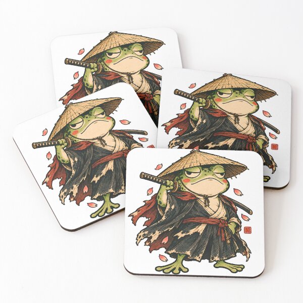 Item preview, Ronin Samurai Frog with Katana - Japanese Bushido Woodblock designed and sold by CreatifStudios.