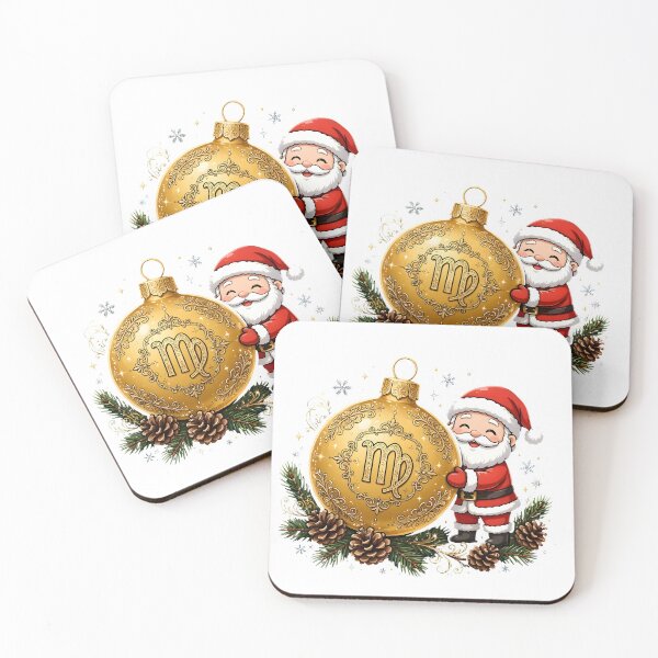 Item preview, Virgo Zodiac Santa Golden Christmas Ornament designed and sold by Zodiac Celestial Art.