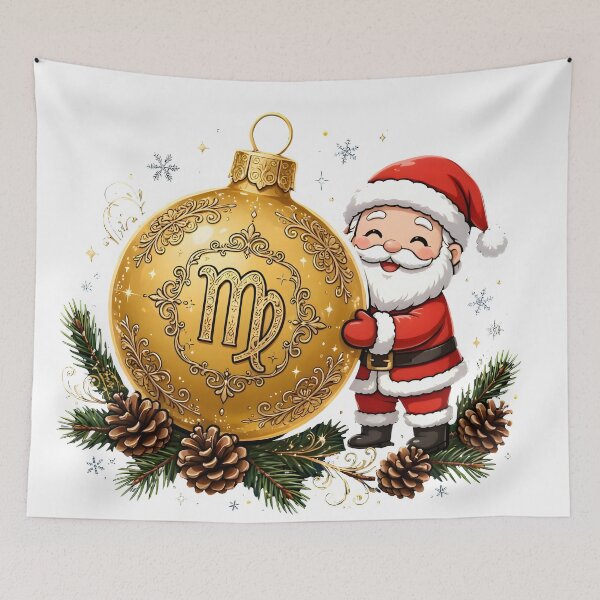 Item preview, Virgo Zodiac Santa Golden Christmas Ornament designed and sold by Zodiac Celestial Art.