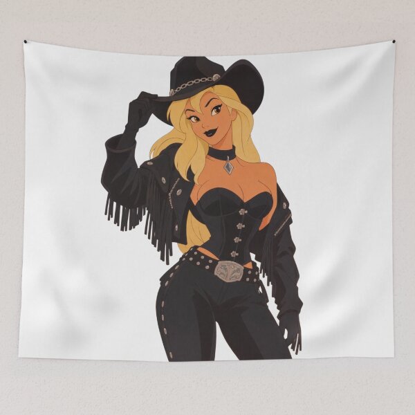 Item preview, Cowgirl Pin-Up – Retro Cartoon Outlaw designed and sold by  Hollow Moon Studios..