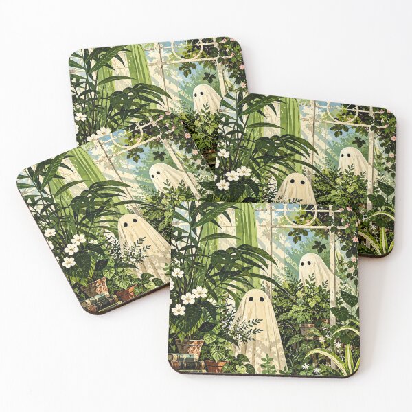 Item preview, Whimsical Ghosts in a Lush Greenhouse Garden designed and sold by AbstractAuraArt.