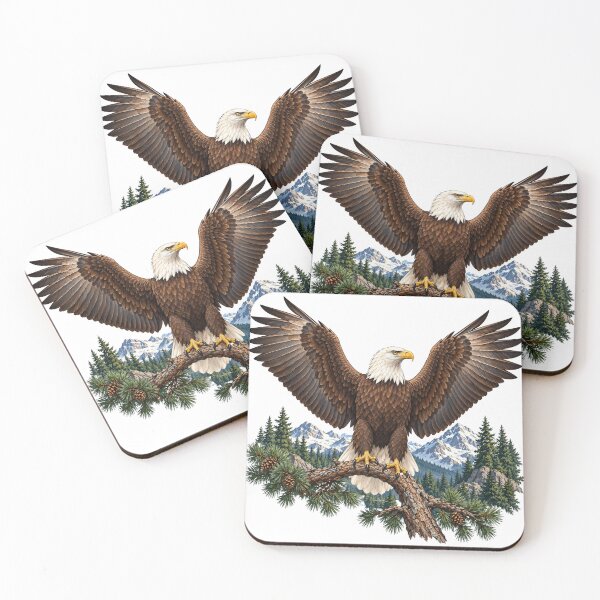 Item preview, Majestic Bald Eagle with Mountains and Pine Trees designed and sold by FrozenPolarBear.