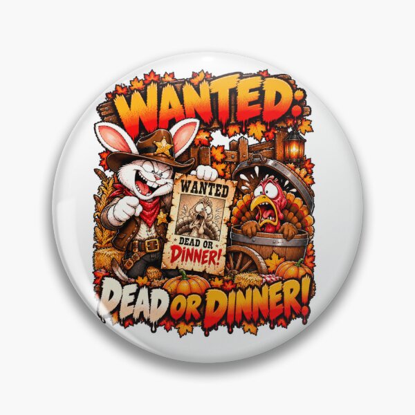 Item preview, Thanksgiving - Wanted Dead or Dinner! Funny Cowboy Bunny Turkey Hunt designed and sold by bunnymode.