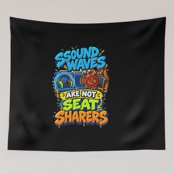 Item preview, Sound Waves Not Seat Sharers Public Transport Etiquette Headphone Dodgers designed and sold by AmeliaShirts.