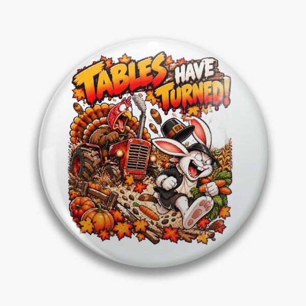 Item preview, Thanksgiving -Tables Have Turned! Funny Turkey Tractor Chase Bunny Humor designed and sold by bunnymode.