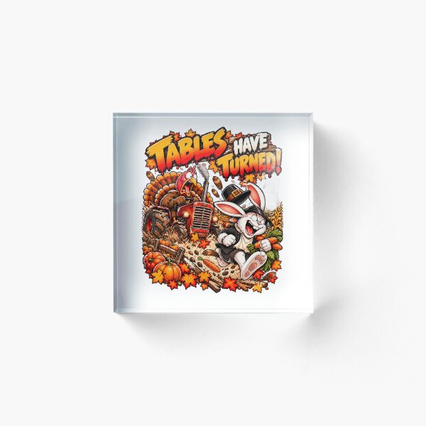Item preview, Thanksgiving -Tables Have Turned! Funny Turkey Tractor Chase Bunny Humor designed and sold by bunnymode.