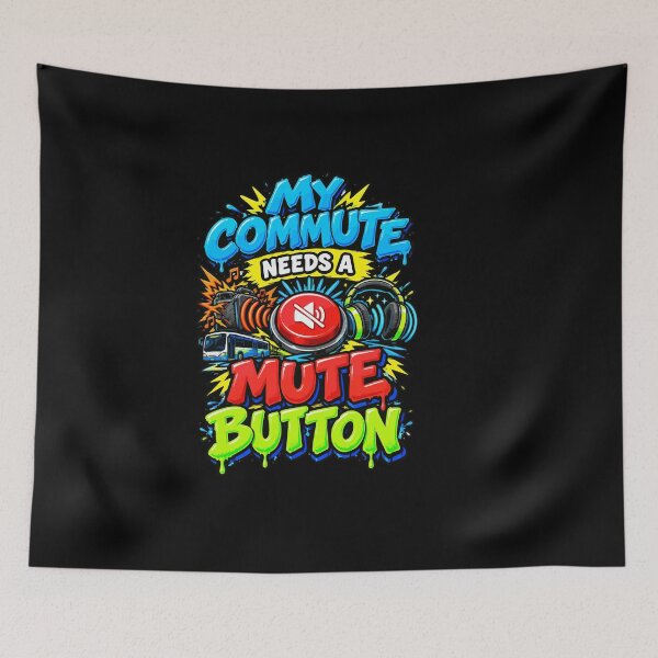 Item preview, My Commute Needs A Mute Button Funny Commuter Headphone Dodgers designed and sold by AmeliaShirts.