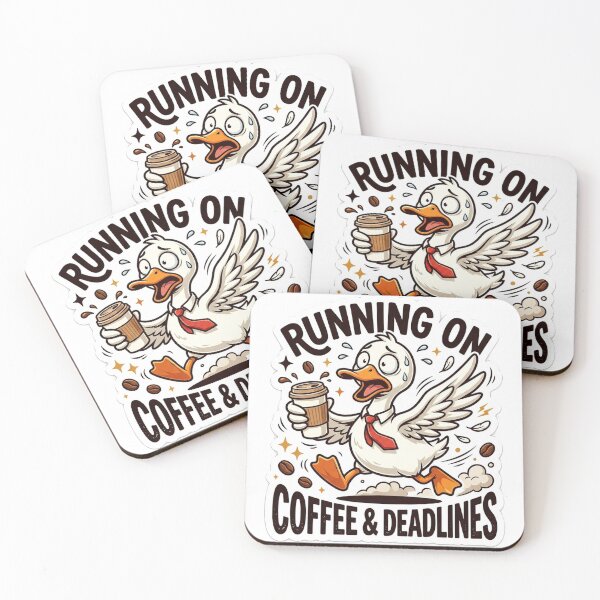 Item preview, Running On Coffee And Deadlines Funny Duck Art designed and sold by Untamed Paws.