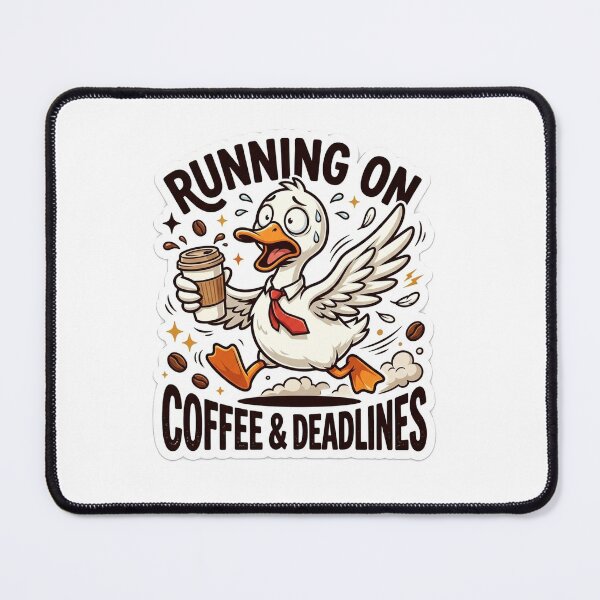 Item preview, Running On Coffee And Deadlines Funny Duck Art designed and sold by Untamed Paws.